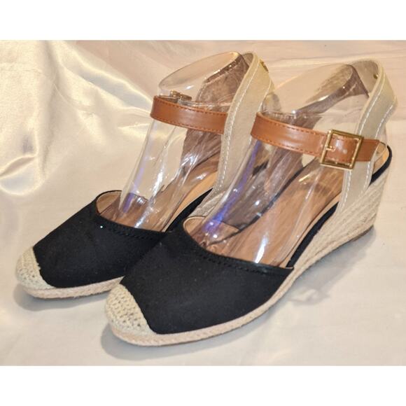 Tommy Hilfiger Women's Nilsa Espadrille Wedge Heels Sandals Black/Sand Size 10 - Picture 2 of 10